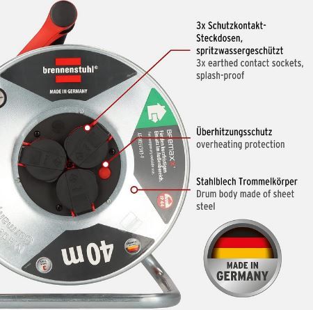 Brennenstuhl 1208930 Garant Bretec IP44 kabelhaspel - H07RN-F 3G1,5 - 40m