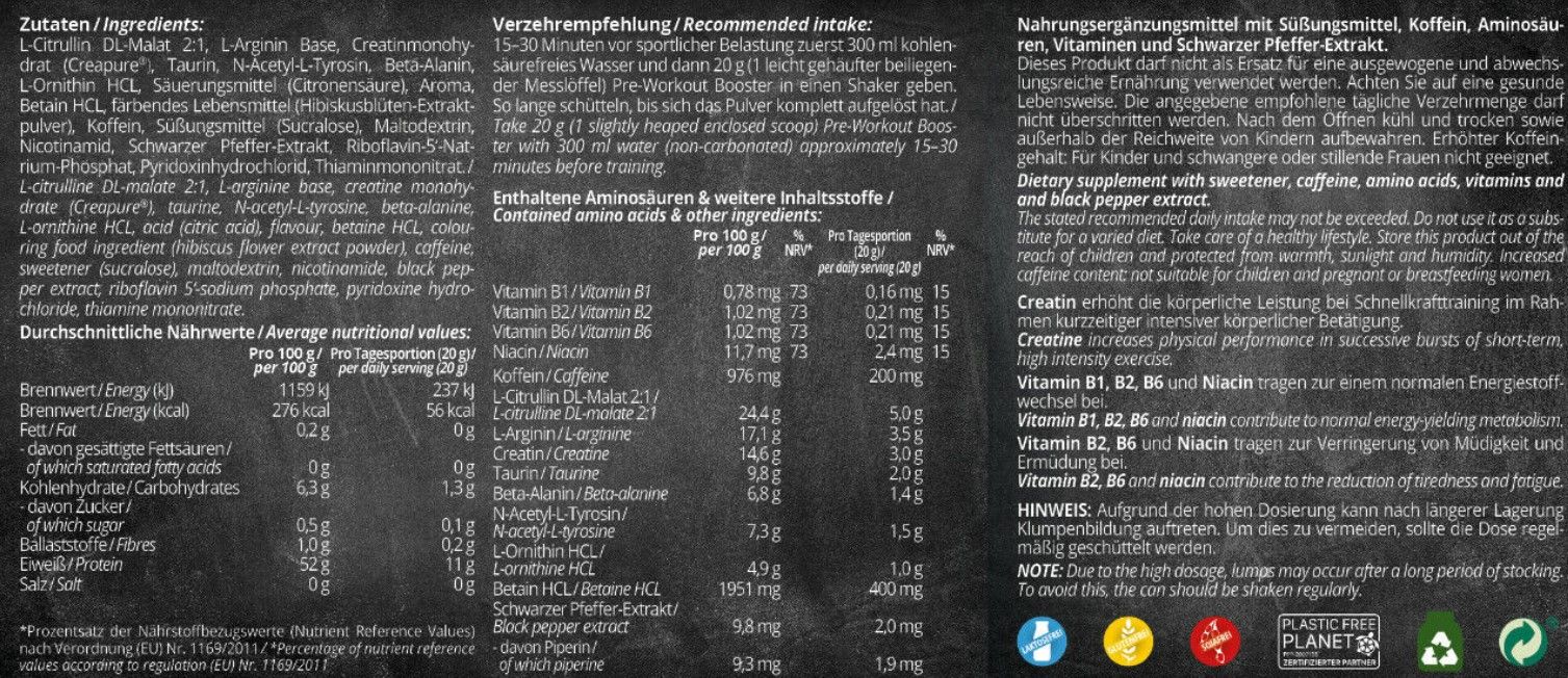 Alphatier Beastmode Pre-Workout Booster - Grapefruit Geschmack