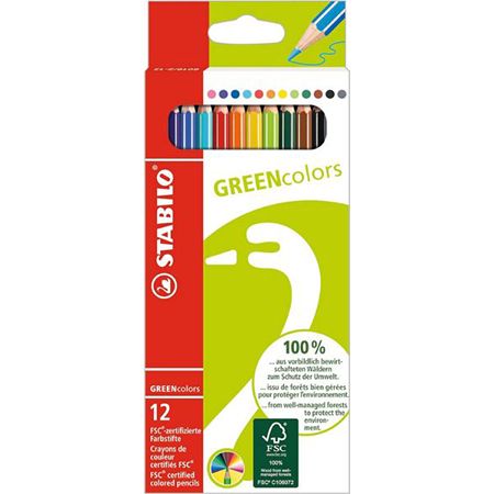 Lápis de Cor STABILO GREENcolors (12 Un - Multicor
