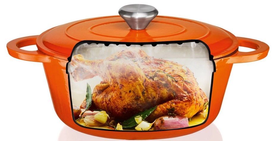 Emaillierter Dutch Oven – 6 Qt (ca. 5,7 L), Gusseisern, Mit Deckel, Perfekt Für Brotbacken