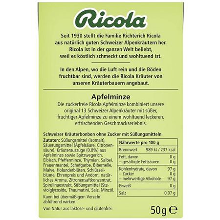 10er Pack Ricola Apfelminze KräuterBonbons, 50g Box ab 12,31€ (statt 20€)