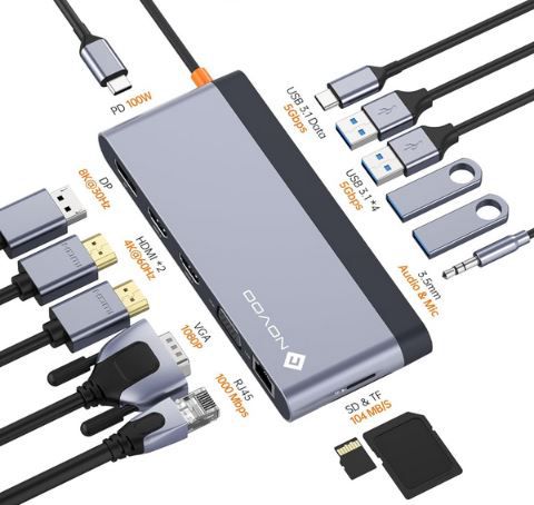 Novoo 14in1 Docking Station mit 4K 120Hz Port, PD 100W für 50,57