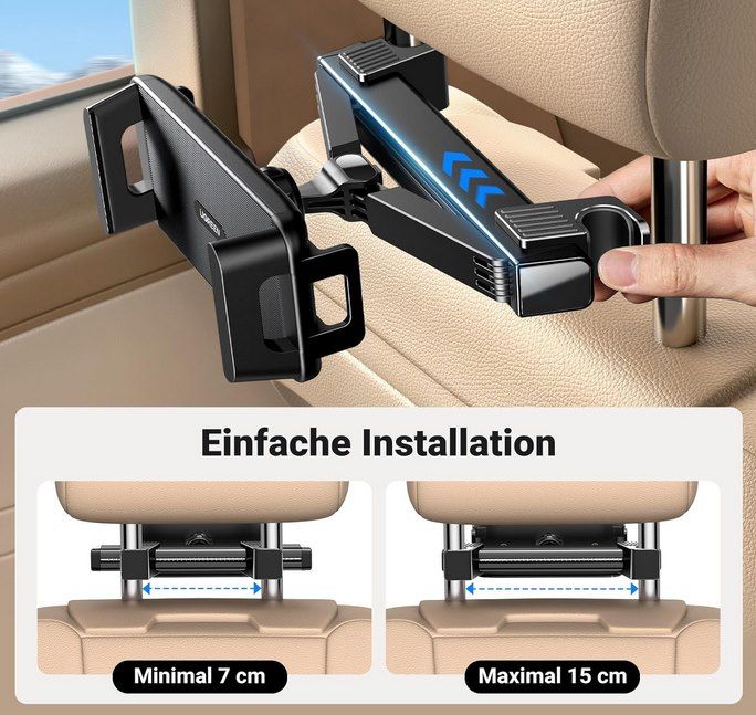 Dosvsi Tablet Halterung Auto Kopfstütze - 360° Drehbar Für IPad & Smartphones 4-13 Zoll