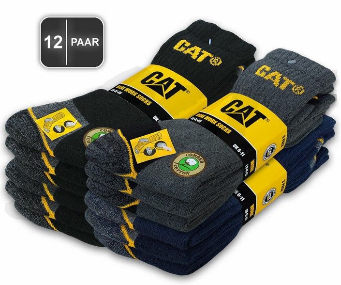 Caterpillar Herren Quarter Socks – 6er-Pack, Baumwollreich, Gepolstert – Bequeme Arbeitssocken Mit Stütze