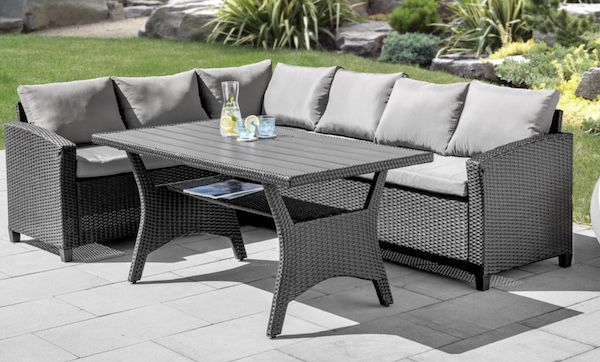 HC Garten & Freizeit 12tlg. EckloungeSet mit Tisch und Sitzauflage