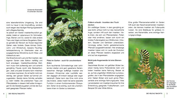 Broschüre gratis Die Vielfalt macht´s für insektenfreundliches Gärtnern