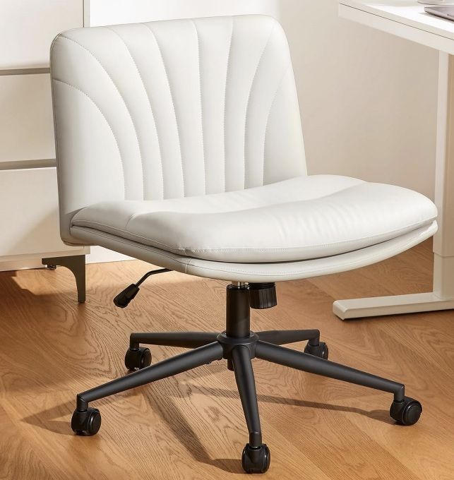 5Rcom Bürostuhl Ohne Armlehnen – Beige, Aus PU-Leder, Höhenverstellbar, Mit XXL-Rollen, Für Homeoffice