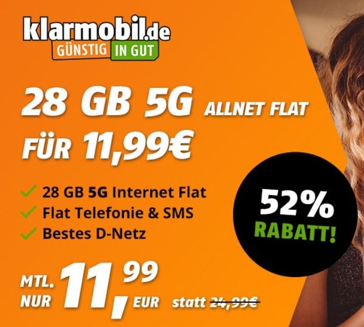 Allnet Flat 28 Gb 5g Klarmobil 💥 Telekom Allnet-Flat mit 28GB 5G für 11,99€ mtl.