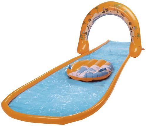 Aufblasbare Wasserrutsche 4,5 M Mit Sprinkler – Inkl. 2 Surffahrer, Für Kinder Ab 6 Jahren, Bis 79,8 Kg Belastbar