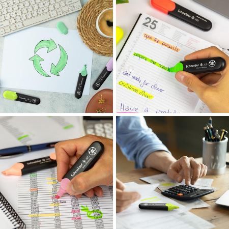Schneider Textmarker Job Pastell – Etui Mit 4 Farben, 1+5 Mm Strichstärke, Made In Germany