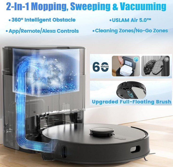 Ultenic T20 Pro Saugroboter Mit Wischfunktion - 8000Pa, Absaugstation & App-Steuerung