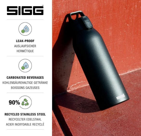 Spannende Trinkflasche Edelstahl Sigg Ebenbild