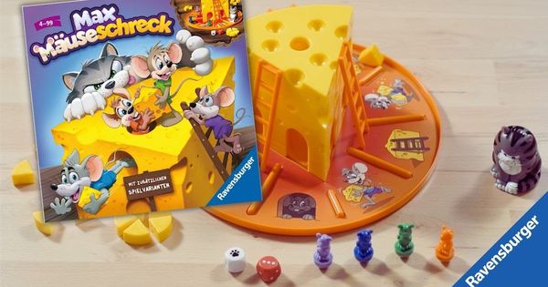 Ravensburger 22466 - Max Mäuseschreck- Kompaktes Katz & Maus Spiel für  Kinder ab 4 Jahren, Würfel- und Sammelspiel für 2-4 Spieler: :  Spielzeug