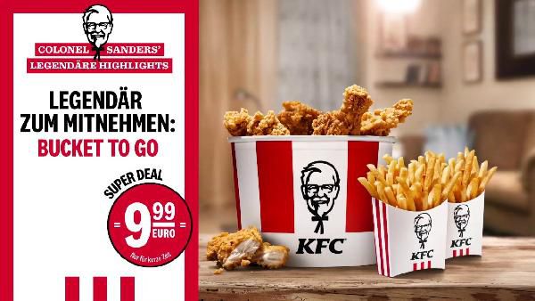 KFC: Bucket To Go mit 4 Filet Bites, 6 Hot Wings, 4 Crispys und Pommes für 9,99€ (statt 18€) KFC: Bucket To Go mit 4 Filet Bites, 6 Hot Wings, 4 Crispys und Pommes für 9,99€ (statt 18€)
